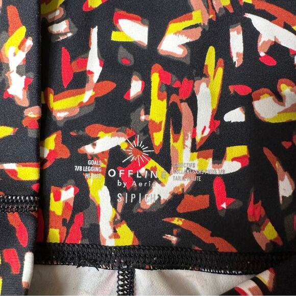 Aerie Offline Goals High Waisted Black Multicolor Abstract Leggings Size S - Picture 9 of 13
